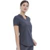 Cherokee Scrubs for Women V-Neck Top – Tuckable Contemporary Fit Top, Stretch Knit, Moisture-Wicking, Shirttail Hem – CK819(Pewter)