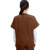 Cherokee Scrubs for Women and Men Unisex V-Neck Tunic Nursing Scrub Top with Chest Pocket, Tuckable Durable Fabric – 4777(Chocolate)