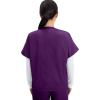 Cherokee Scrubs for Women and Men Unisex V-Neck Tunic Nursing Scrub Top with Chest Pocket, Tuckable Durable Fabric – 4777(Eggplant)