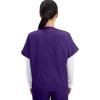 Cherokee Scrubs for Women and Men Unisex V-Neck Tunic Nursing Scrub Top with Chest Pocket, Tuckable Durable Fabric – 4777(Grape)