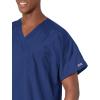 Cherokee Scrubs for Women and Men Unisex V-Neck Tunic Nursing Scrub Top with Chest Pocket, Tuckable Durable Fabric – 4777(Navy)