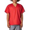 Cherokee Scrubs for Women and Men Unisex V-Neck Tunic Nursing Scrub Top with Chest Pocket, Tuckable Durable Fabric – 4777(Red)