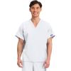Cherokee Scrubs for Women and Men Unisex V-Neck Tunic Nursing Scrub Top with Chest Pocket, Tuckable Durable Fabric – 4777(White)