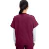 Cherokee Scrubs for Women and Men Unisex V-Neck Tunic Nursing Scrub Top with Chest Pocket, Tuckable Durable Fabric – 4777(Wine)