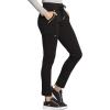 Cherokee Statement Women Scrubs Pant Mid Rise Tapered Leg Drawstring CK055(Black)