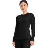 Cherokee Underscrub Long Sleeve Women’s Knit Tee Nursing Underscrubs Crew Neck Layering Top for Women – CK773(Black – 2 Pack)