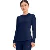Cherokee Underscrub Long Sleeve Women’s Knit Tee Nursing Underscrubs Crew Neck Layering Top for Women – CK773(Navy – 2 Pack)
