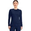 Cherokee Underscrub Long Sleeve Women’s Knit Tee Nursing Underscrubs Crew Neck Layering Top for Women – CK773(Navy / White – 2 Pack)