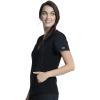 Cherokee V-Neck Knit Panel Scrub Top for Women Modern Classic Fit with Stretch Side Panels & Kangaroo Pocket – WW2875(Black)