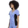 Cherokee V-Neck Knit Panel Scrub Top for Women Modern Classic Fit with Stretch Side Panels & Kangaroo Pocket – WW2875(Ciel)