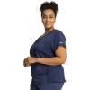 Cherokee V-Neck Knit Panel Scrub Top for Women Modern Classic Fit with Stretch Side Panels & Kangaroo Pocket – WW2875(Navy)