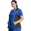 Cherokee V-Neck Knit Panel Scrub Top for Women Modern Classic Fit with Stretch Side Panels & Kangaroo Pocket – WW2875(Royal)