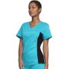 Cherokee V-Neck Knit Panel Scrub Top for Women Modern Classic Fit with Stretch Side Panels & Kangaroo Pocket – WW2875(Teal Blue)