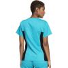Cherokee V-Neck Knit Panel Scrub Top for Women Modern Classic Fit with Stretch Side Panels & Kangaroo Pocket – WW2875(Teal Blue)