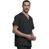 Cherokee V-Neck Men’s Scrub Top with Chest Pocket, Durable, Fade Resistant and Easy Care(Black)