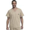 Cherokee V-Neck Men’s Scrub Top with Chest Pocket, Durable, Fade Resistant and Easy Care(Khaki)
