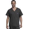 Cherokee V-Neck Men’s Scrub Top with Chest Pocket, Durable, Fade Resistant and Easy Care(Pewter)