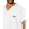Cherokee V-Neck Men’s Scrub Top with Chest Pocket, Durable, Fade Resistant and Easy Care(White)