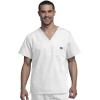 Cherokee V-Neck Men’s Scrub Top with Chest Pocket, Durable, Fade Resistant and Easy Care(White)