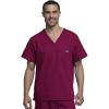 Cherokee V-Neck Men’s Scrub Top with Chest Pocket, Durable, Fade Resistant and Easy Care(Wine)