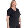 Cherokee V-Neck Scrub Top for Women with 2 Pockets Knit Insets and Notch at The Shirttail Hem for Comfort – CK837A(Black)