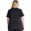 Cherokee V-Neck Scrub Top for Women with 2 Pockets Knit Insets and Notch at The Shirttail Hem for Comfort – CK837A(Black)