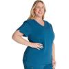 Cherokee V-Neck Scrub Top for Women with 2 Pockets Knit Insets and Notch at The Shirttail Hem for Comfort – CK837A(Caribbean Blue)
