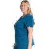 Cherokee V-Neck Scrub Top for Women with 2 Pockets Knit Insets and Notch at The Shirttail Hem for Comfort – CK837A(Caribbean Blue)