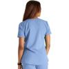Cherokee V-Neck Scrub Top for Women with 2 Pockets Knit Insets and Notch at The Shirttail Hem for Comfort – CK837A(Ciel)