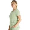 Cherokee V-Neck Scrub Top for Women with 2 Pockets Knit Insets and Notch at The Shirttail Hem for Comfort – CK837A(Cool Cucumber)