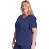 Cherokee V-Neck Scrub Top for Women with 2 Pockets Knit Insets and Notch at The Shirttail Hem for Comfort – CK837A(Navy)