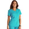 Cherokee V-Neck Scrub Top for Women with 2 Pockets Knit Insets and Notch at The Shirttail Hem for Comfort – CK837A(Teal Blue)