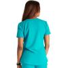Cherokee V-Neck Scrub Top for Women with 2 Pockets Knit Insets and Notch at The Shirttail Hem for Comfort – CK837A(Teal Blue)