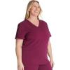 Cherokee V-Neck Scrub Top for Women with 2 Pockets Knit Insets and Notch at The Shirttail Hem for Comfort – CK837A(Wine)