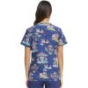 Cherokee Women Scrub Tops V-Neck Print Top with 2 Pockets, Back Yoke Seam and Side Vents – CK671(Carnival Critters)