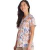 Cherokee Women Scrub Tops V-Neck Print Top with 2 Pockets, Back Yoke Seam and Side Vents – CK671(Fin-tastic Watercolor)