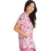 Cherokee Women Scrub Tops V-Neck Print Top with 2 Pockets, Back Yoke Seam and Side Vents – CK671(Good Hair Day)