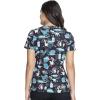 Cherokee Women Scrub Tops V-Neck Print Top with 2 Pockets, Back Yoke Seam and Side Vents – CK671(I’m a Dentisaurus)