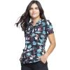 Cherokee Women Scrub Tops V-Neck Print Top with 2 Pockets, Back Yoke Seam and Side Vents – CK671(I’m a Dentisaurus)