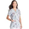 Cherokee Women Scrub Tops V-Neck Print Top with 2 Pockets, Back Yoke Seam and Side Vents – CK671(Llama Take a Selfie)