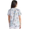 Cherokee Women Scrub Tops V-Neck Print Top with 2 Pockets, Back Yoke Seam and Side Vents – CK671(Llama Take a Selfie)