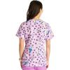Cherokee Women Scrub Tops V-Neck Print Top with 2 Pockets, Back Yoke Seam and Side Vents – CK671(Loving Petals)