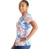 Cherokee Women Scrub Tops V-Neck Print Top with 2 Pockets, Back Yoke Seam and Side Vents – CK671(Marker Leopard)
