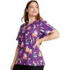Cherokee Women Scrub Tops V-Neck Print Top with 2 Pockets, Back Yoke Seam and Side Vents – CK671(Spooktacular Sloths)