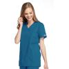 Cherokee Women Scrubs Top Workwear Originals Mock Wrap Tunic 4801(Caribbean Blue)
