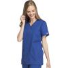 Cherokee Women Scrubs Top Workwear Originals Mock Wrap Tunic 4801(Galaxy Blue)