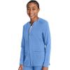 Cherokee Women Zip Scrub Jacket with 2 Pockets and Shirttail Hem Knit Sleeve CK356A(Ciel)