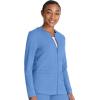 Cherokee Women Zip Scrub Jacket with 2 Pockets and Shirttail Hem Knit Sleeve CK356A(Ciel)