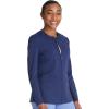 Cherokee Women Zip Scrub Jacket with 2 Pockets and Shirttail Hem Knit Sleeve CK356A(Navy)