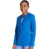 Cherokee Women Zip Scrub Jacket with 2 Pockets and Shirttail Hem Knit Sleeve CK356A(Royal)